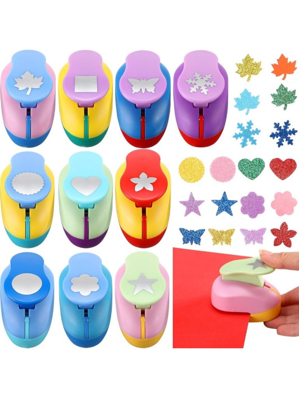 10-Pack Craft Hole Punches, 1 Inch, Mixed Shapes for Scrapbooking & DIY Projects